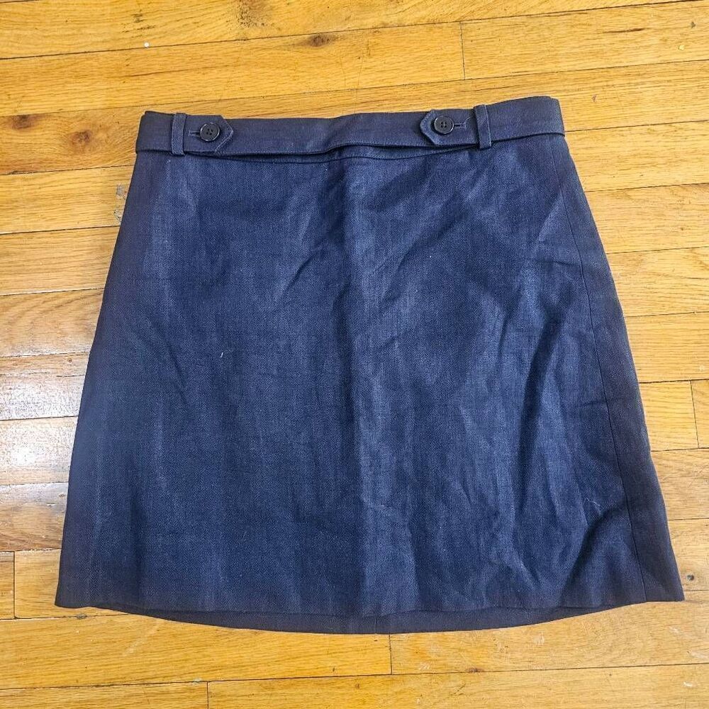 J Crew Blue Linen Pencil Skirt Size 2